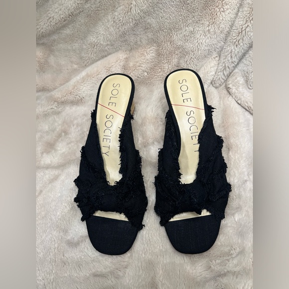 Sole Society Fabric Knot Slip On Espadrille Wedges in Black Size 7 - Picture 5 of 8